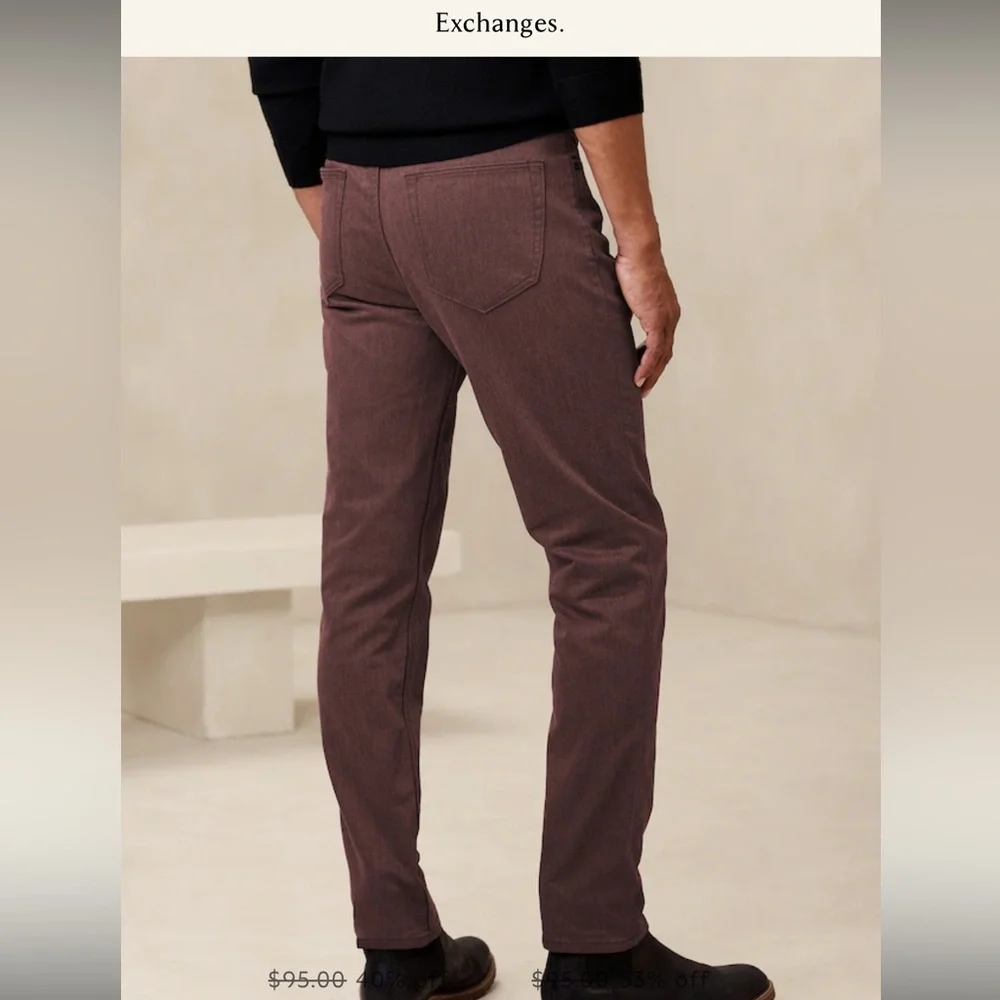 Banana Republic Slim Travel Pants-Burgundy 32W 34L - Picture 1 of 5